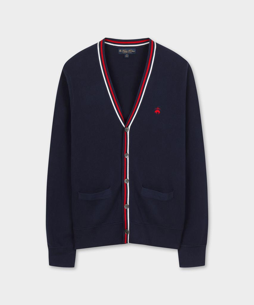 Brooks Brothers Supima Cotton Contrast Cardigan (Navy) (Bbwcmmf301)