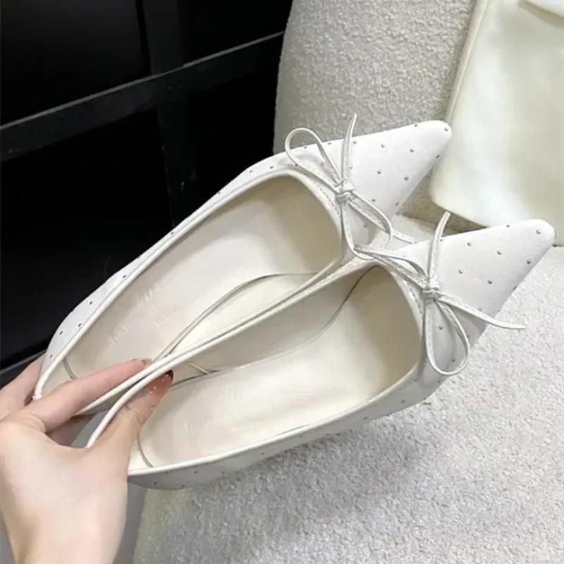 Fashion Fashion Rhinestone Bow Decoration Women Pumps Sexy Pointed Toe Satin Thin High Heels Elegant Banquet Shoes Women Mules Loafers