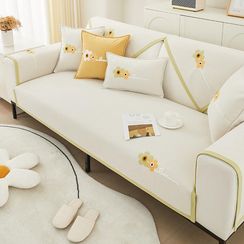 Sofa Cushion Four Seasons Universal Non-Slip Cover Towel Modern Simple Chenille Cushion Sofa Back Towel Suit