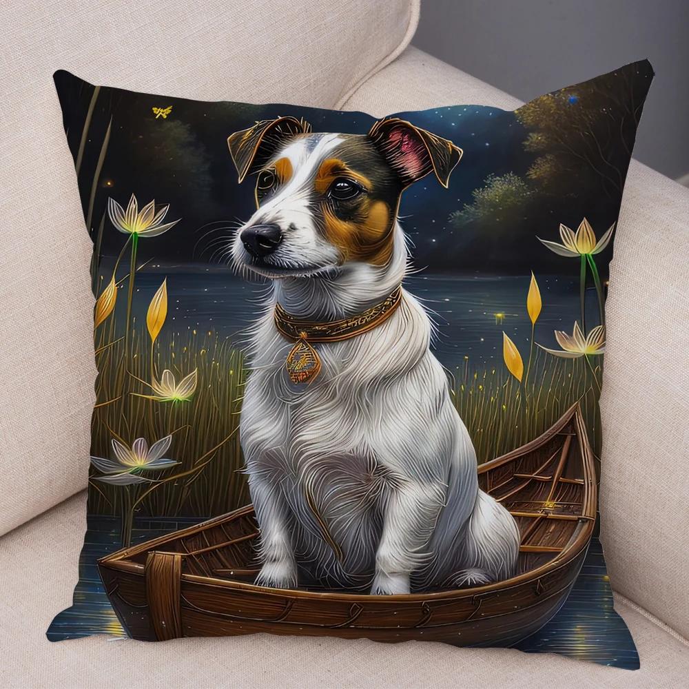 Moon Boat Butterfly Dog Corgi Cushion Cover Double Print Decor Pet Animal Pillowcase Soft Plush Pillow Case for Car Sofa Home