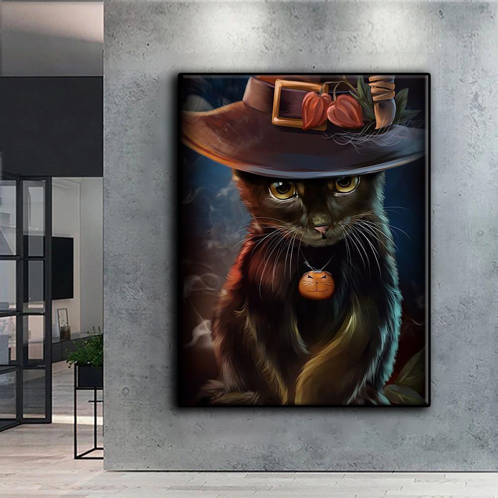 5D DIY Diamond Embroidery Halloween Pumpkin And Black Cat Diamond Painting Mosaic Home Decoration