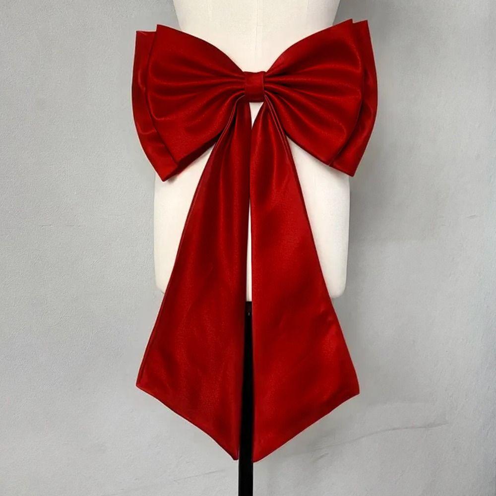 Large Bowknot Waist Ornament Satin Tulle Bow Bow Knots Accessories Sophisticated Gown