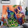 1Pc Peacock Oil Painting Print Flannel Blanket, High Quality Comfortable for All Seasons, Home Decor, Warmth and Comfort, Perfect for Christmas Gifts