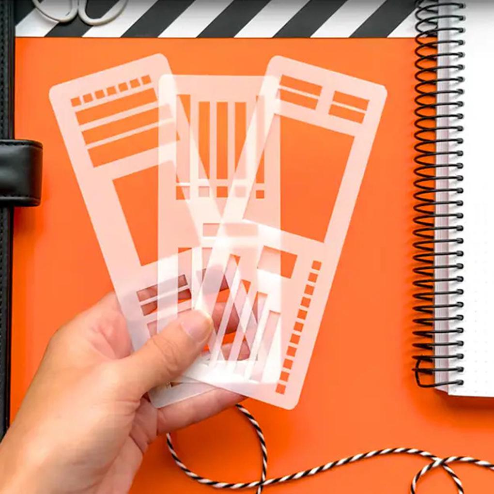 DIY Diary Art Portable PVC Waterproof Durable Template Tool Flexible Recording Template 3 Pack for Journaling Lines