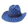 High-Quality Old Denim Ripped Western Denim Hat Fashionable Black Cow Head Belt Jazz Hat European And American Style Top Hat