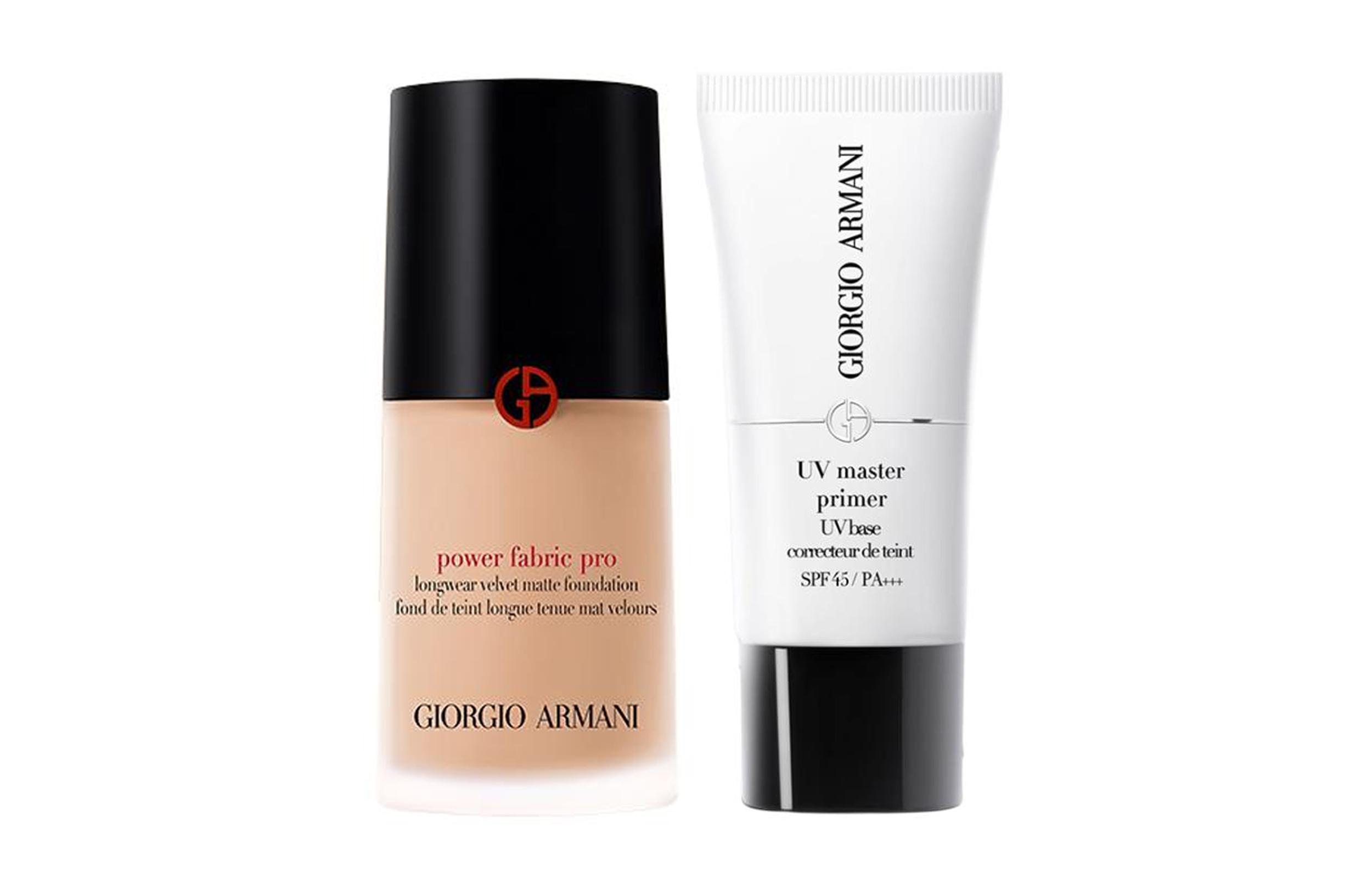 Giorgio Armani Power Fabric Pro Foundation & UV Master Primer Makeup Set Liquid Foundation #1.5 30ml+Primer 30ml