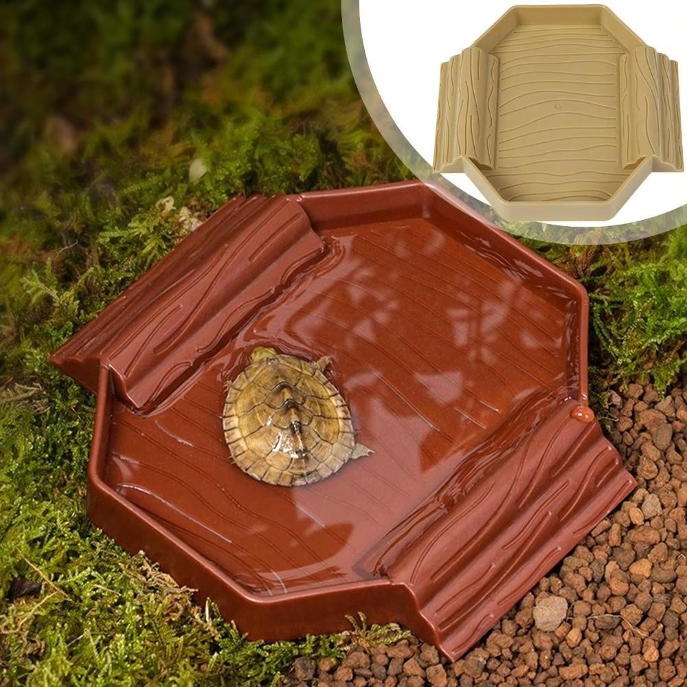 Anti-Slip Tortoise Water Dish Plastic Reptile Pool Dish Turtle Feeding Dish  Terrarium Setup