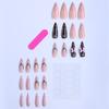 False Nails 24 Pieces Black Polka Dot Lace French Almond Elegant Design for Party Wedding