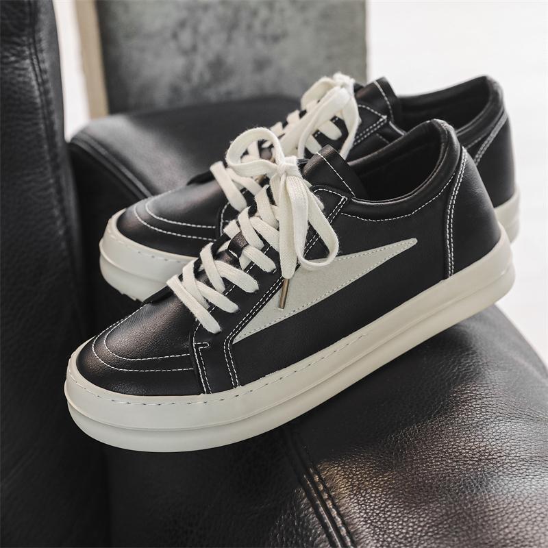 

Fashion Men s Leather Casual Sneakers Lightweight Walking Shoes for Men Slip-Resistant Driving Shoes Comfortable Lace-Up Sport Shoes 38 чёрный