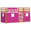 VidaXL Lit superposé avec rideaux rose 90x200 cm bois pin massif, lit, cadre de lit, lit superposé bas, meuble de chambre à 3283948