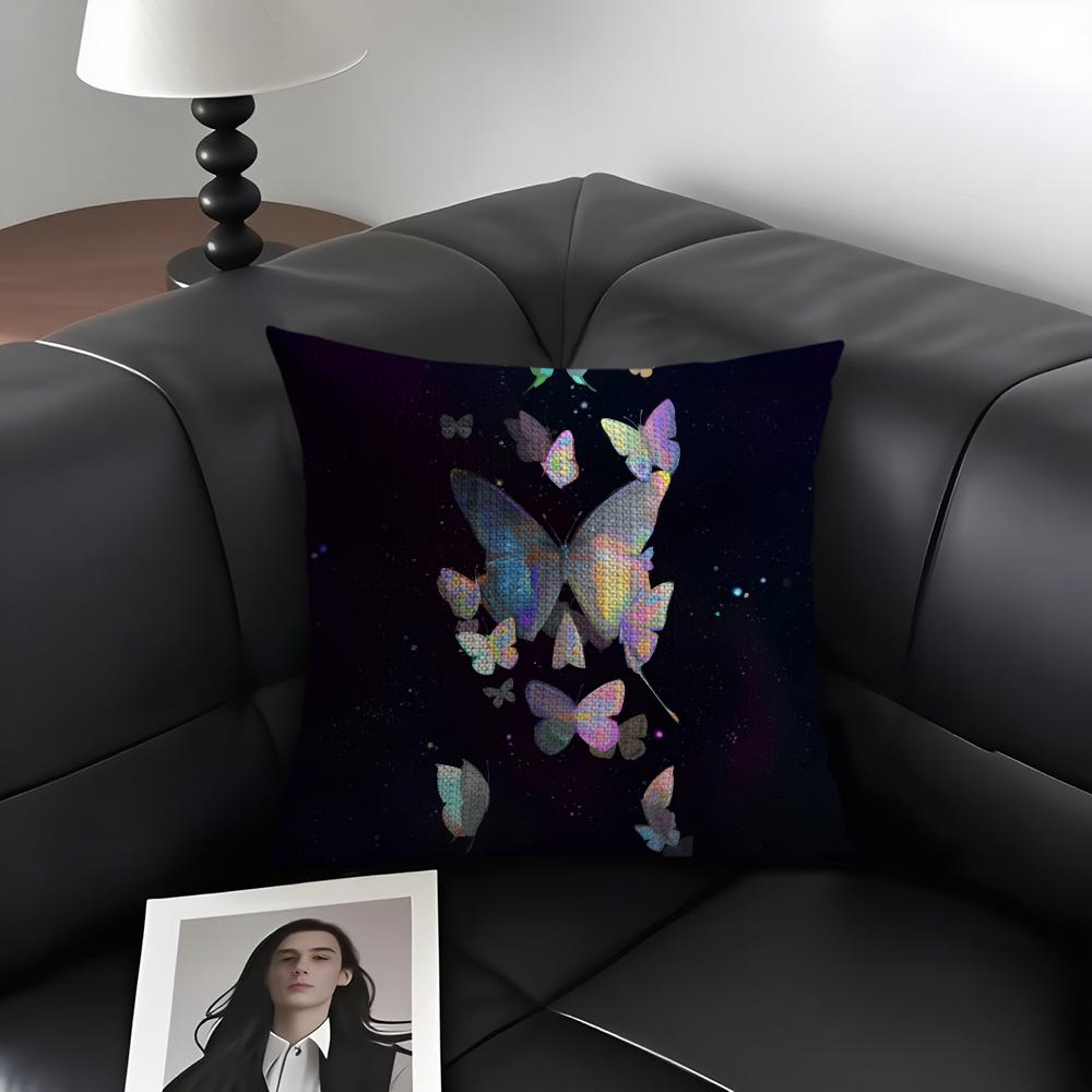 

Butterfly INS Cushion Cover Natural Linen Organic Fabric DoubleSided Printing Sofa Home Decor Gift Pillow Case 30x30cm