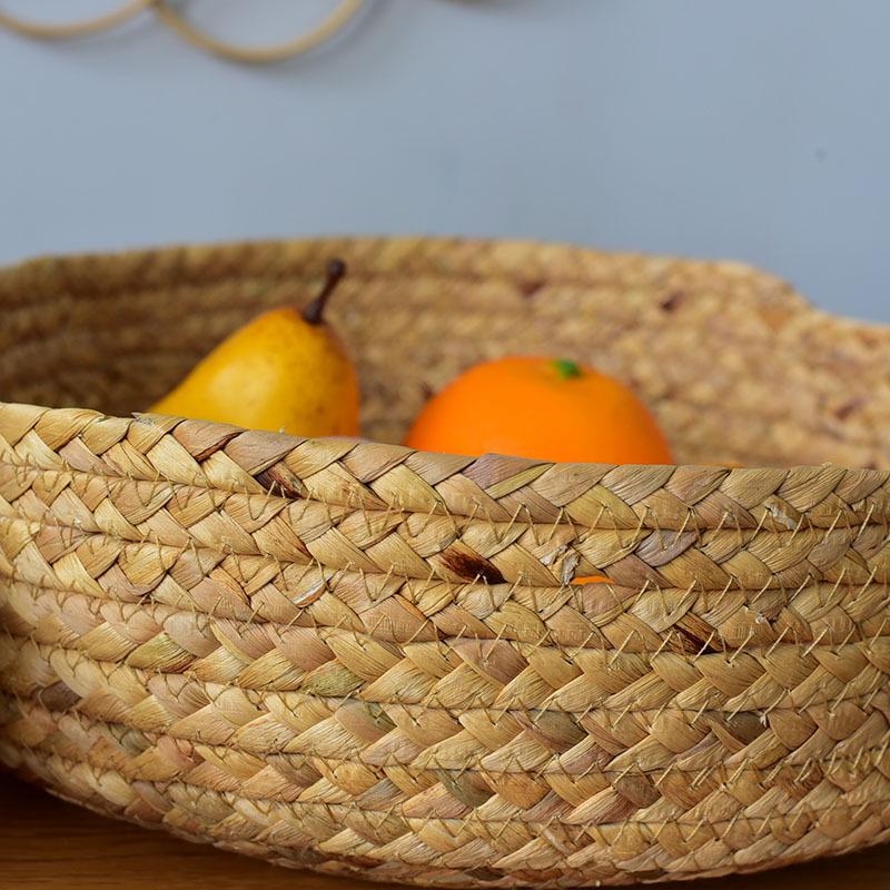 Round Woven Water Hyacinth Basket - Home Snack and Sundries Organizer