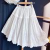 Japanese Mori Girl Spring Summer Women A-Line Skirt High Waist Sweet Floral Lace Ruffles Patchwork Skirts Elegant Feminine Ladies' Skirts