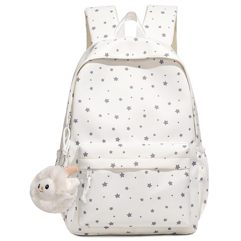 Cute Printed Backpack with Front Pocket and Side Pockets for Students and Daily Use