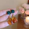 Maillard coffee color geometric earrings 2025 light luxury high-end temperament stud earrings niche retro style earrings
