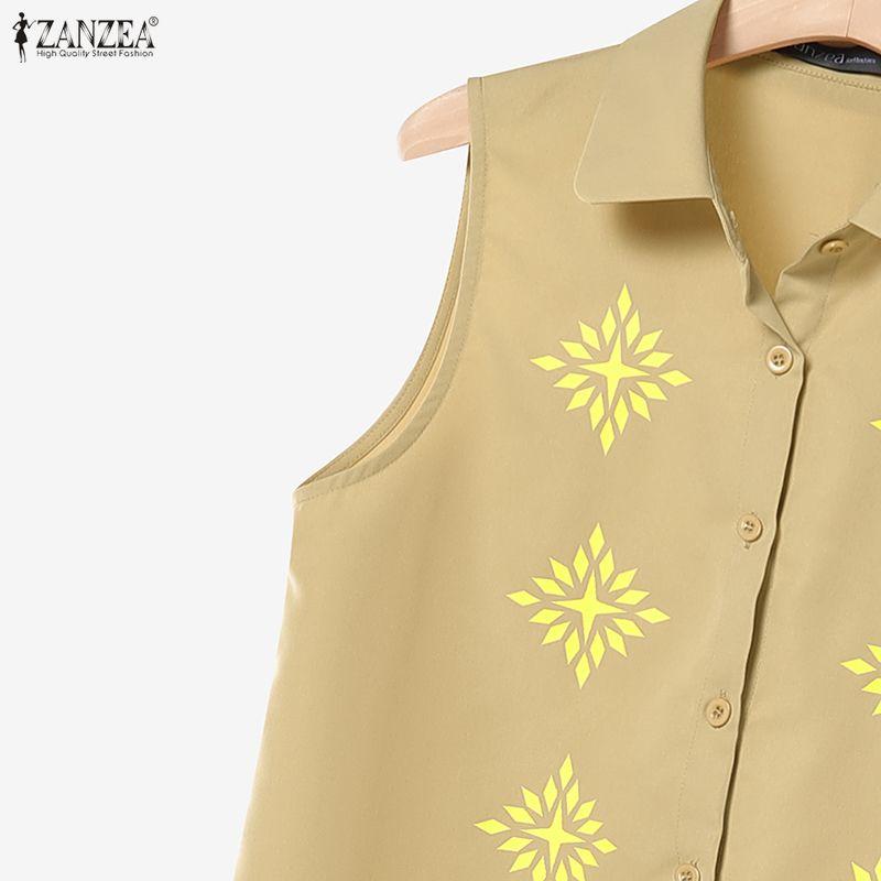 ZANZEA Women Sleeveless Print Vest Tops and Long Skirts Summer Two Piece Suit Sets