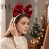 Decorative Snowflakes Headwear Sparkling Glitter Christmas Bow Headband for Women Girls, Giant Bowknot Hair Outfit Accessories with Snowflake Gift Box