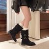Fashion European and American Style Retro Matte Polished Cowhide Women's Boots 2025 Autumn and Winter Trendy Medium Boots Knight Boots