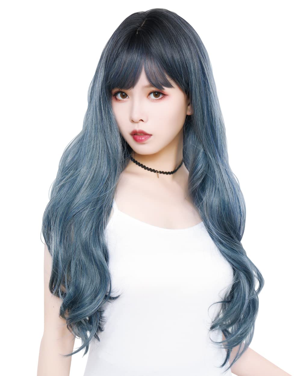 

TefuRe Fujitatsu Парик Длинноволновый Натуральный Градиент Широкая Палитра Цветов Парик для Косплея Сетка в Комплекте x Темно-синий [TefuRe] C-8256 (Черный Синий)