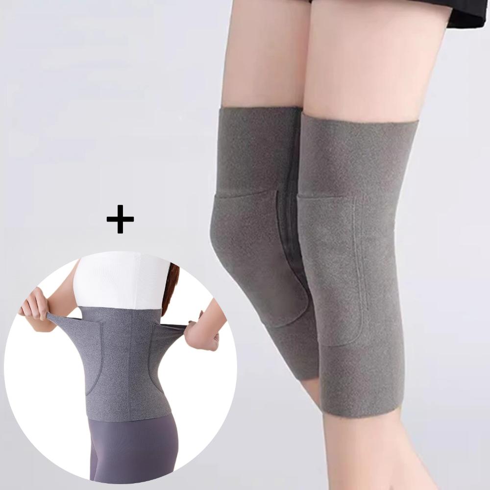 1Pair Winter Warm Knee Pads Protective Gear Women Old Men Kneepad Support Winter Running Knee Protector +Warm Stomach Lower Back Belt