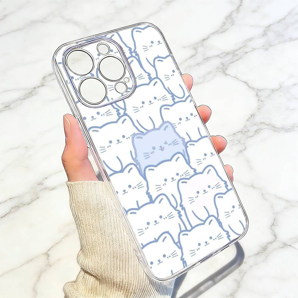Simple and cute Phone Case Transparent Silicone Soft For iPhone 17 16 15 14 13 12 11 Mini Pro Max Plus