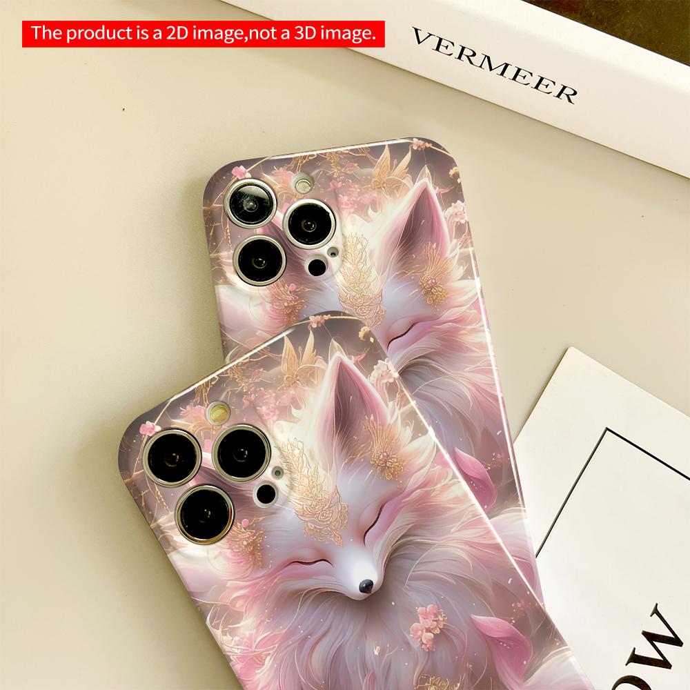 2DFlat Pink Fox Goddess Amid Blossoms All inclusive film hard phone case, compatible with iPhone 18 Pro Max 17 16 15 14 13 12 11