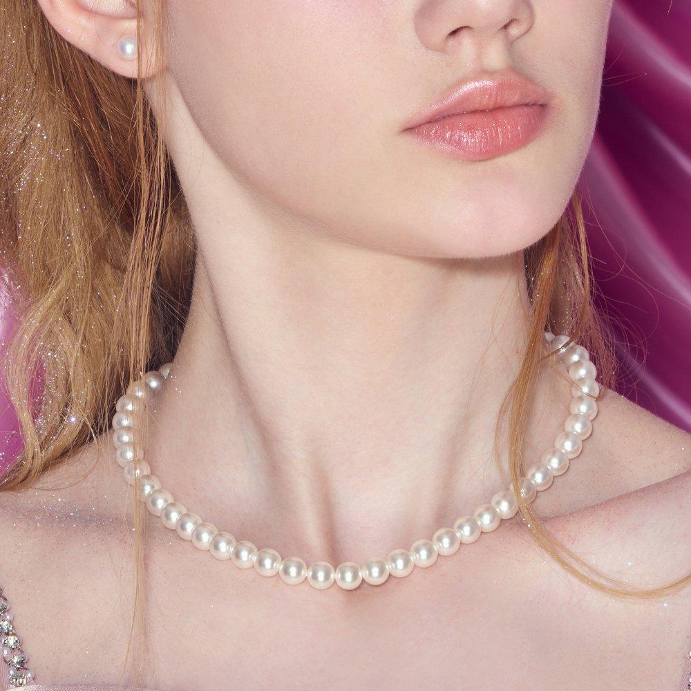 [Rosemont] Silver Pearl Necklace Ra24C70J