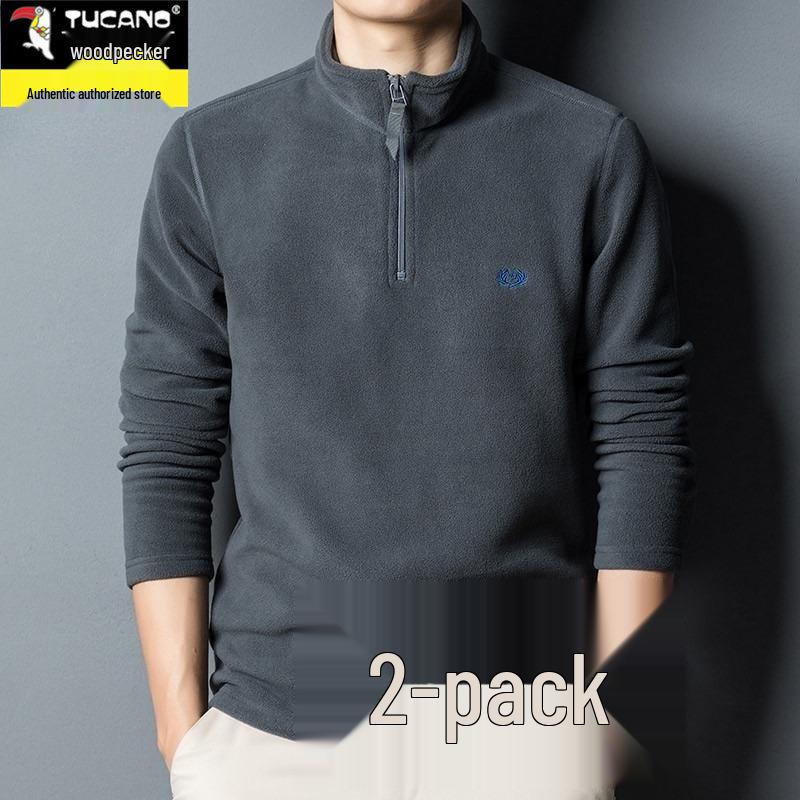 Men's Autumn/Winter Woodpecker Polartec Half-High Collar Zipper Fleece Hoodie