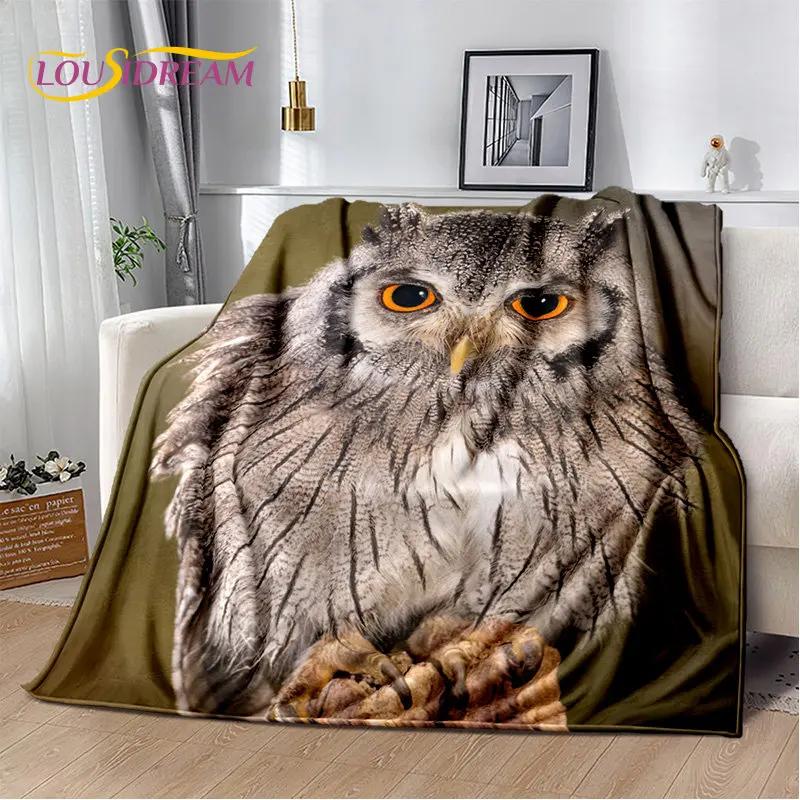 Roztomilá sova 3D kreslená měkká plyšová deka, flanelová deka přehoz do obývacího pokoje ložnice postele pohovky piknikový potah Deka pro děti