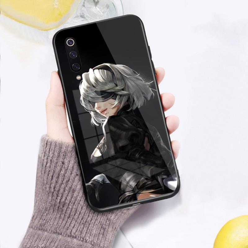 Cute Girl Nier Automata Phone Case For Xiaomi 12 11T 10 9 Redmi Note 11 10 10S Pro Redmi 9 9A 8 Black PC Glass Phone Cover