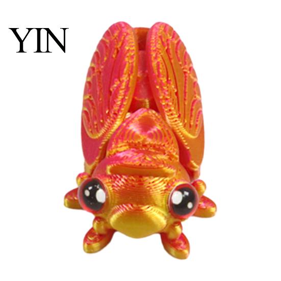 Desktop Insect Ornament 3D Printed Cicada Figurine, Realistic Model with Movable Shape Decor Joints, Stress Relief Fidget Toy for Kids Adults Colorful