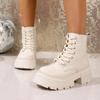 Fashion Winter Short Plush Women Motorcycle Boots Elegant Platform Thick Bottom Ladies Lace Up Short Booties Women's Footwear