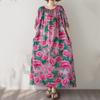 Manga curta Tamanho Plus Algodão floral vintage novidade em vestidos para mulheres casual solto maxi longo vestido de verão
