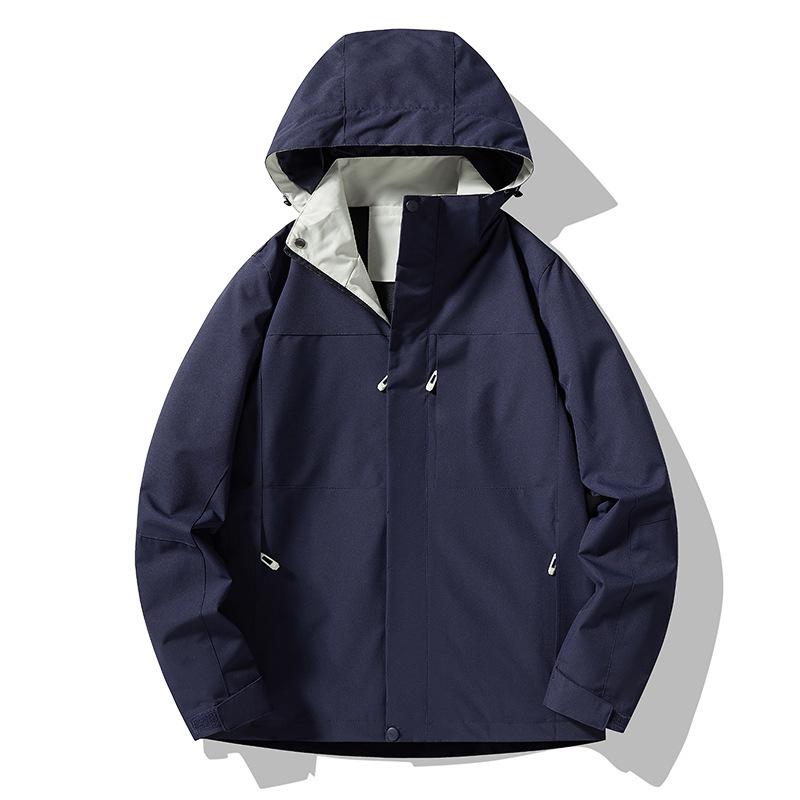 2024 Spring/Autumn Couple's Hooded Windbreaker - High Quality, Windproof, Waterproof, Wear-Resistant, Trendy, Versatile Solid Color Jacket