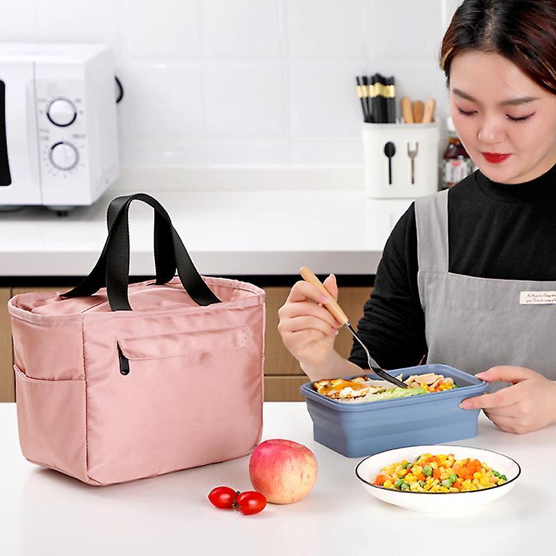 Insulated Lunch Bag Large Capacity Picnic Bento Tote Bag with Side Pocket Waterproof Leakproof Zipper Closure