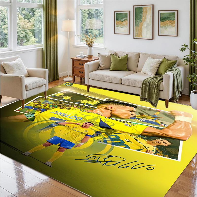 Cristiano Ronaldo Design Crystal Velvet Rug Soft Decorative Mat for Bedroom Entrance