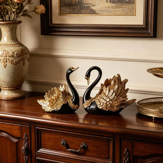 2Pcs Swan Wine Bottle Holder, Countertop Wine Display Stand, Swan Statue Wine Bottle Stand for Kitchen Bar, Wine Rack Decoration for Women Wine Lovers