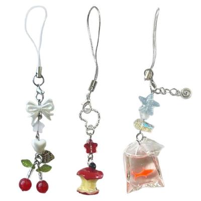 Handmade Pendant Unique Fish Key Adornment Delicate Fruit Hanging Decors Stylish Phone Charm Suitable for Any Occasion