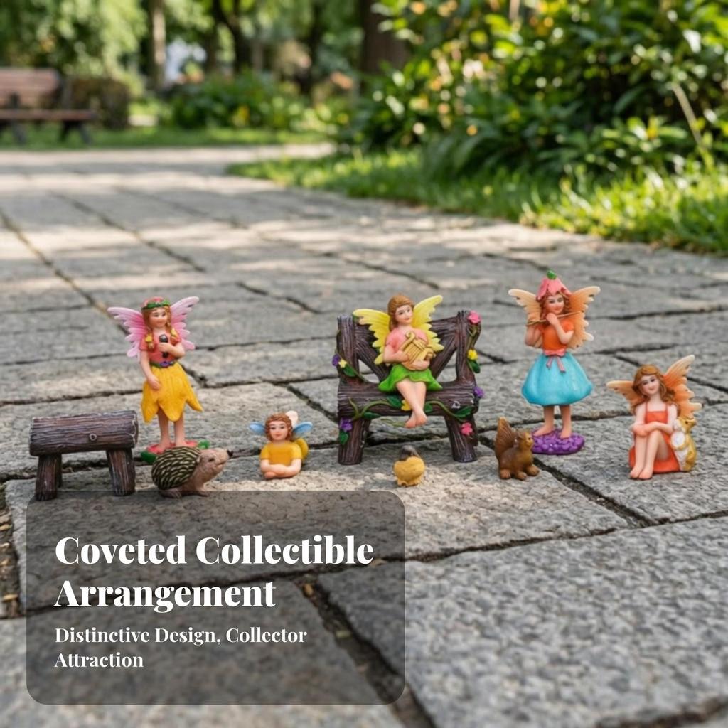 Fairy Garden Figurines Set HandPainted Miniature Bright Colors Desktop