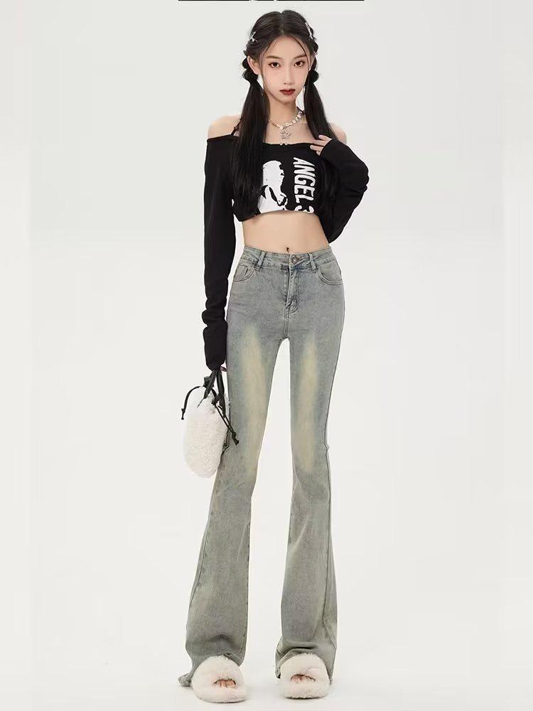 Women's High-Waisted Stretch Flare Jeans - Autumn Street Style