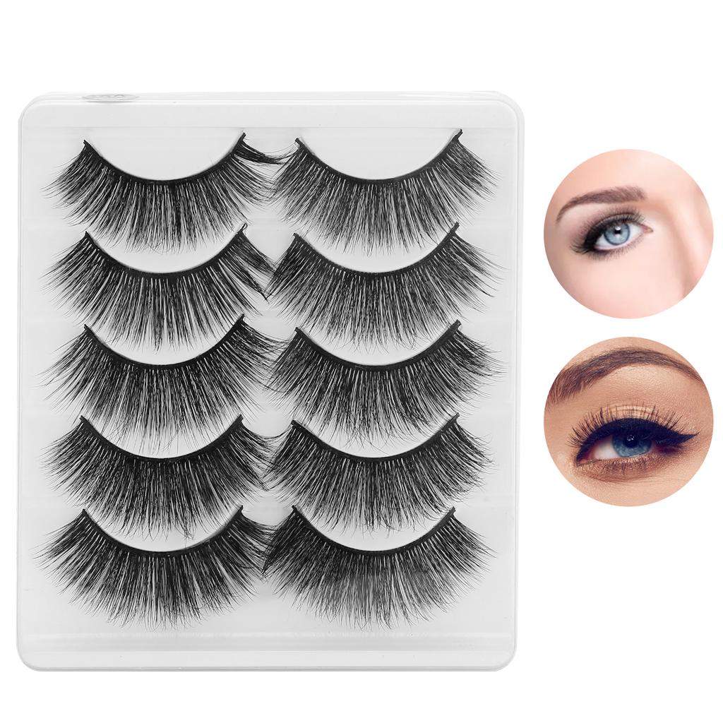 5 Pairs Stage Makeup Thick Dense Curly False Eyelashes Reusable False Lashes Set008