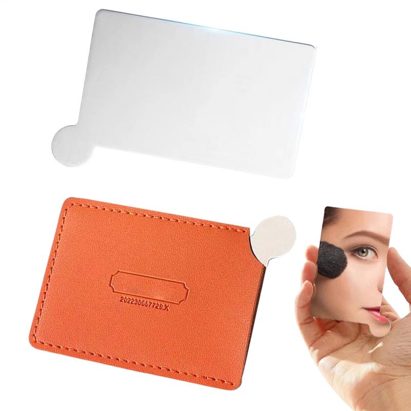 1Pcs Mini Compact Makeup Mirror with PU Leather Shatter Proof Pocket Mirror Portable Travel Stainless Steel Cosmetic Hand Mirror