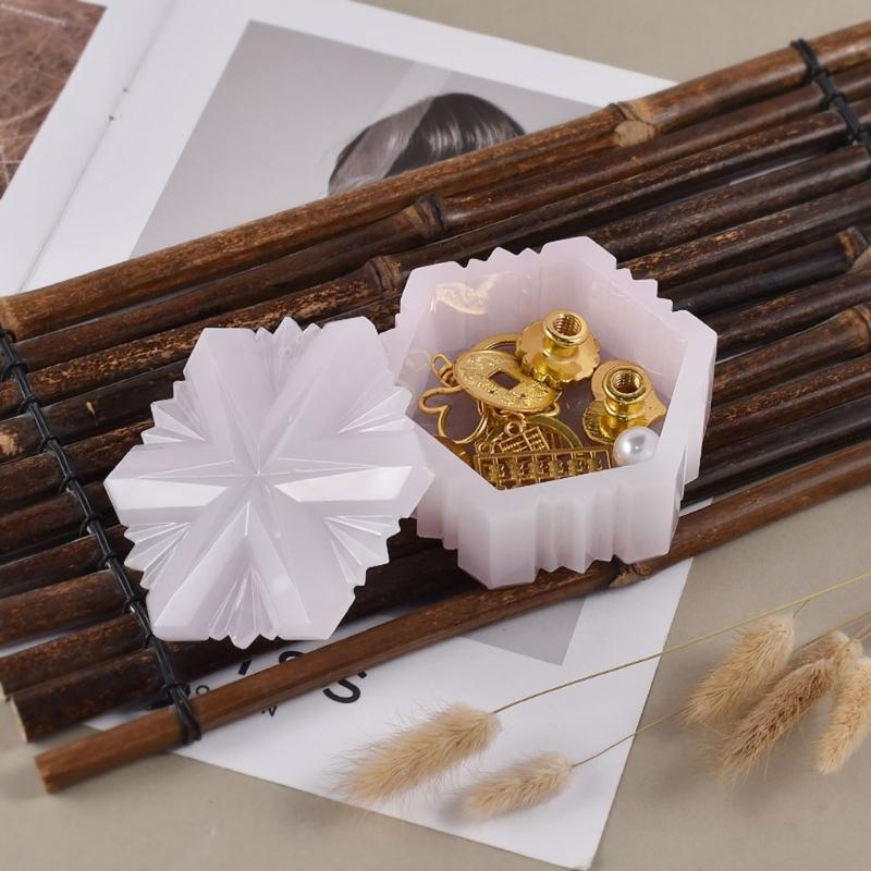 2Pcs Epoxy Crystal 3D Anniversary Six-pointed Star Container Storage Box Molds for Rings Jewelry Storage Home Decor