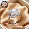 Double Natural Freshwater Pearl Rings For Women Fashion Female Ring Pearl Jewelry Adjustable Ring