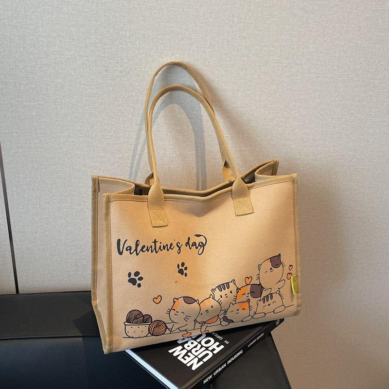 Cute Cartoon Large-capacity Canvas Bag Women's New Casual Shoulder Bag Class Commuter Tote Bag