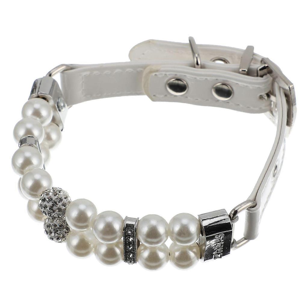 Dog Cat Pearl Collars Adjustable Fashion Pet Leather Collar Necklace with Leash