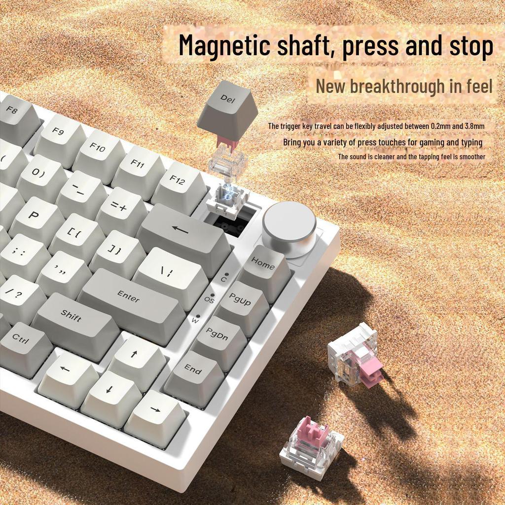 Mechanická klávesnice Attack Shark K85 s ruštinou: Magnetická osa, přizpůsobitelné RGB, nastavitelný zdvih kláves