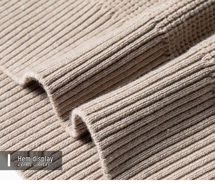 Men's Winter Thickened Pure Wool Sweater with Stand Collar & Raglan Sleeves - Half-Zip Pullover Knitwear