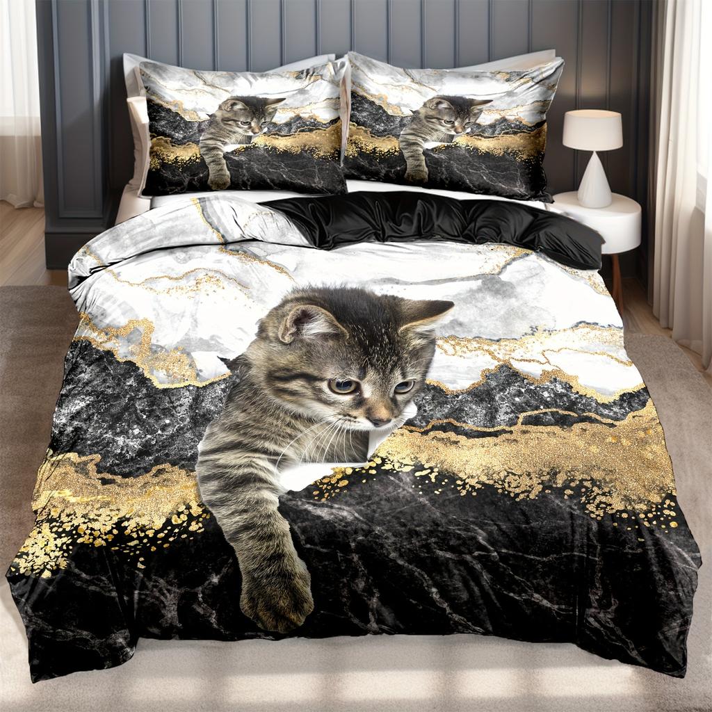 Marble Carts Bedding Set Soft Polyester Duvet Cover Set Quilt Cover With Pillowcase For Bedroom Decor Birthday Gift For Girls