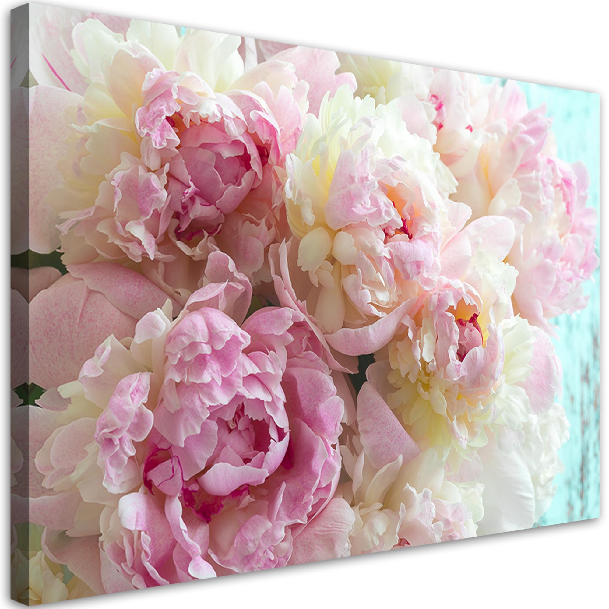 Impressão em tela, Flores de peônia rosa 60x40 cor-de-rosa